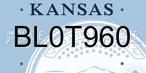 BL0T960 Kansas License Plate