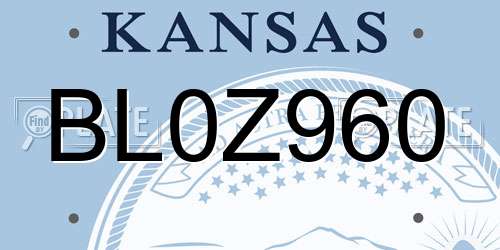 BL0Z960 Kansas License Plate