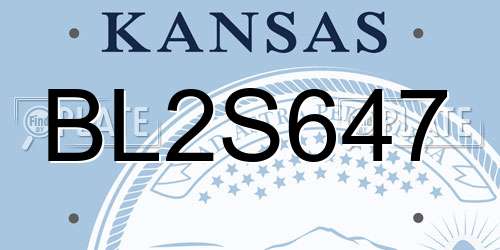 BL2S647 Kansas License Plate