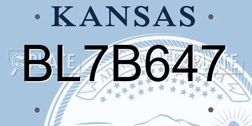 BL7B647 Kansas License Plate