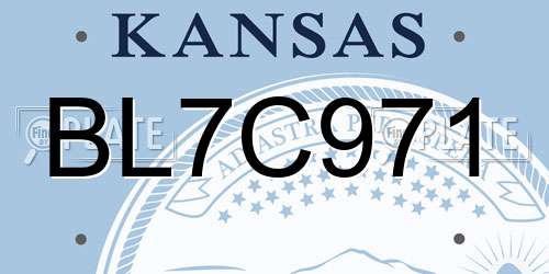 BL7C971 Kansas License Plate