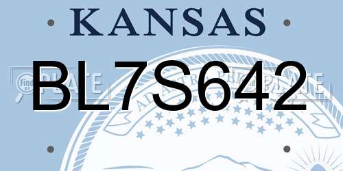 BL7S642 Kansas License Plate