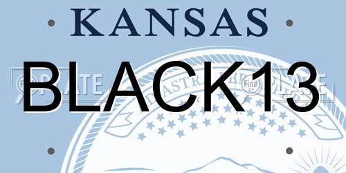 BLACK13 Kansas License Plate