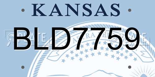 BLD7759 Kansas License Plate