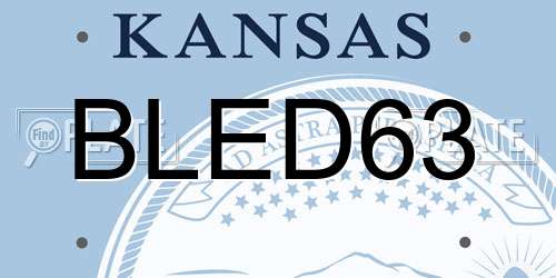 BLED63 Kansas License Plate