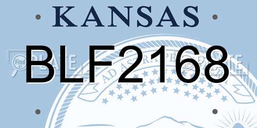BLF2168 Kansas License Plate