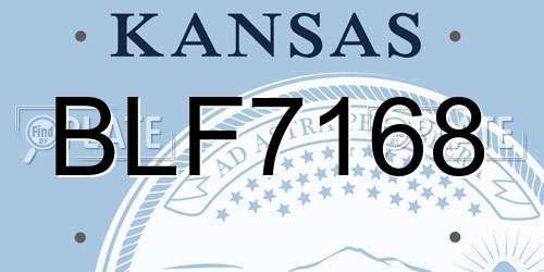 BLF7168 Kansas License Plate