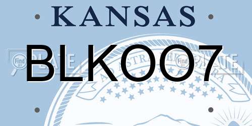 BLKOO7 Kansas License Plate
