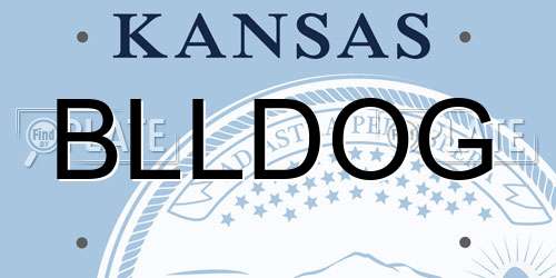 BLLDOG Kansas License Plate