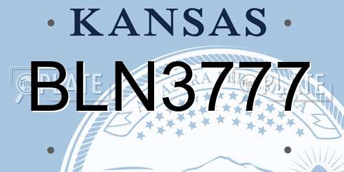 BLN3777 Kansas License Plate