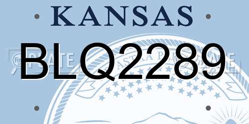 BLQ2289 Kansas License Plate