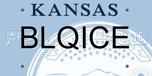 BLQICE Kansas License Plate