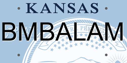 BMBALAM Kansas License Plate