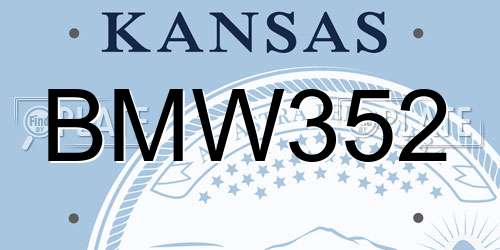 BMW352 Kansas License Plate