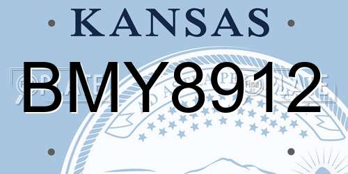 BMY8912 Kansas License Plate