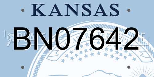 BN07642 Kansas License Plate