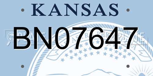 BN07647 Kansas License Plate