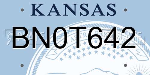 BN0T642 Kansas License Plate