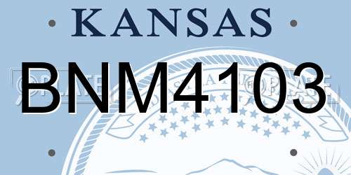 BNM4103 Kansas License Plate