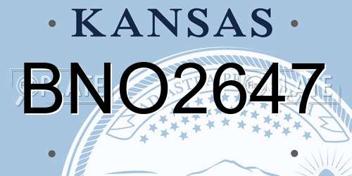 BNO2647 Kansas License Plate