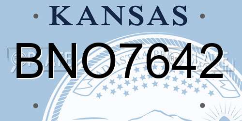 BNO7642 Kansas License Plate