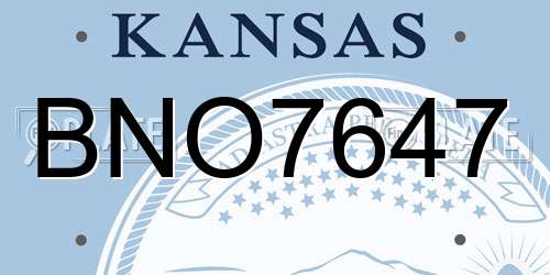 BNO7647 Kansas License Plate