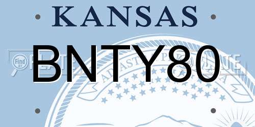 BNTY80 Kansas License Plate