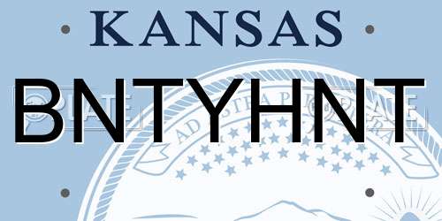BNTYHNT Kansas License Plate