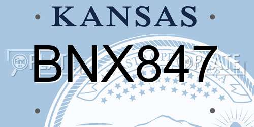 BNX847 Kansas License Plate