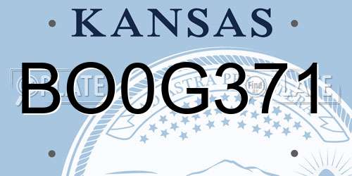 BO0G371 Kansas License Plate