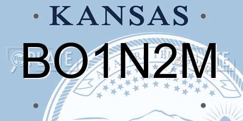 BO1N2M Kansas License Plate