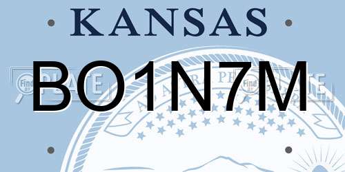 BO1N7M Kansas License Plate