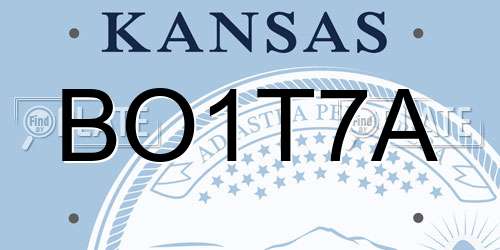 BO1T7A Kansas License Plate