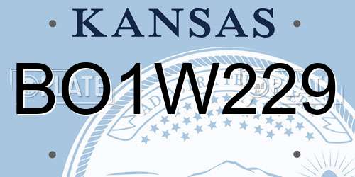 BO1W229 Kansas License Plate