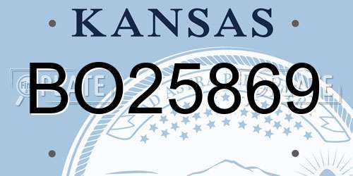 BO25869 Kansas License Plate
