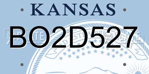BO2D527 Kansas License Plate