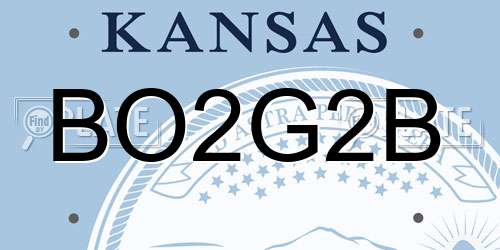 BO2G2B Kansas License Plate