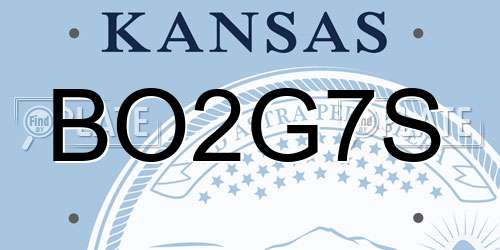 BO2G7S Kansas License Plate