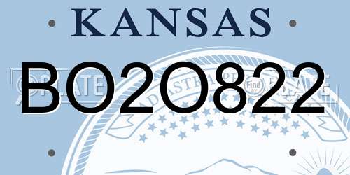 BO2O822 Kansas License Plate