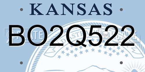 BO2Q522 Kansas License Plate