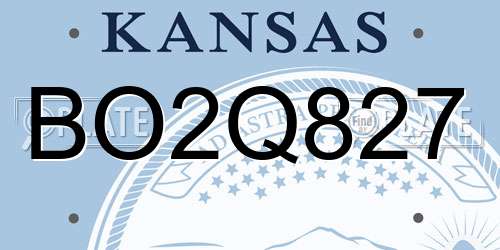 BO2Q827 Kansas License Plate