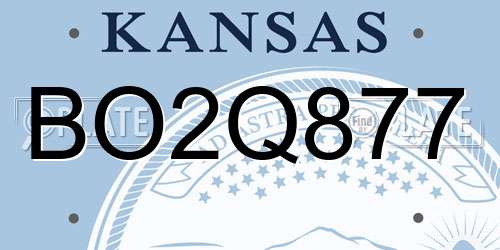 BO2Q877 Kansas License Plate