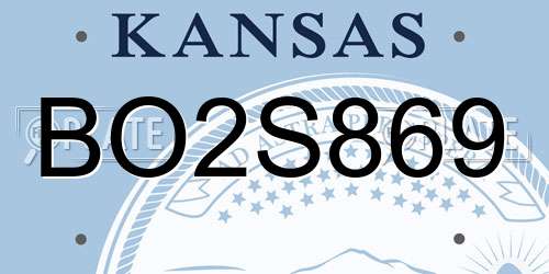 BO2S869 Kansas License Plate