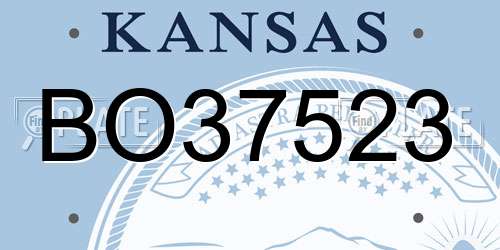 BO37523 Kansas License Plate