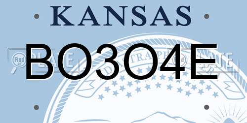 BO3O4E Kansas License Plate