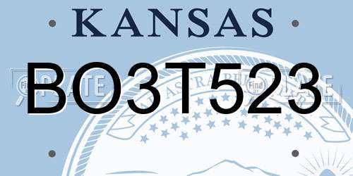 BO3T523 Kansas License Plate