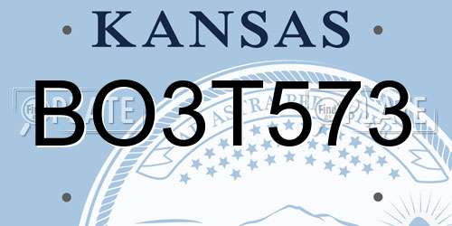 BO3T573 Kansas License Plate