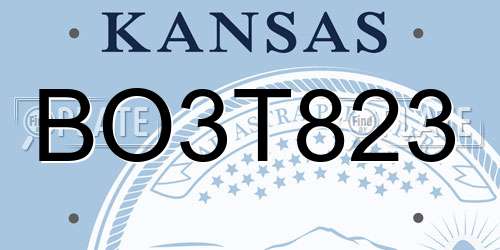 BO3T823 Kansas License Plate