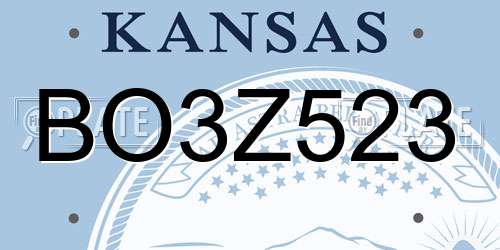 BO3Z523 Kansas License Plate