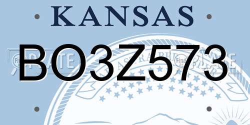 BO3Z573 Kansas License Plate